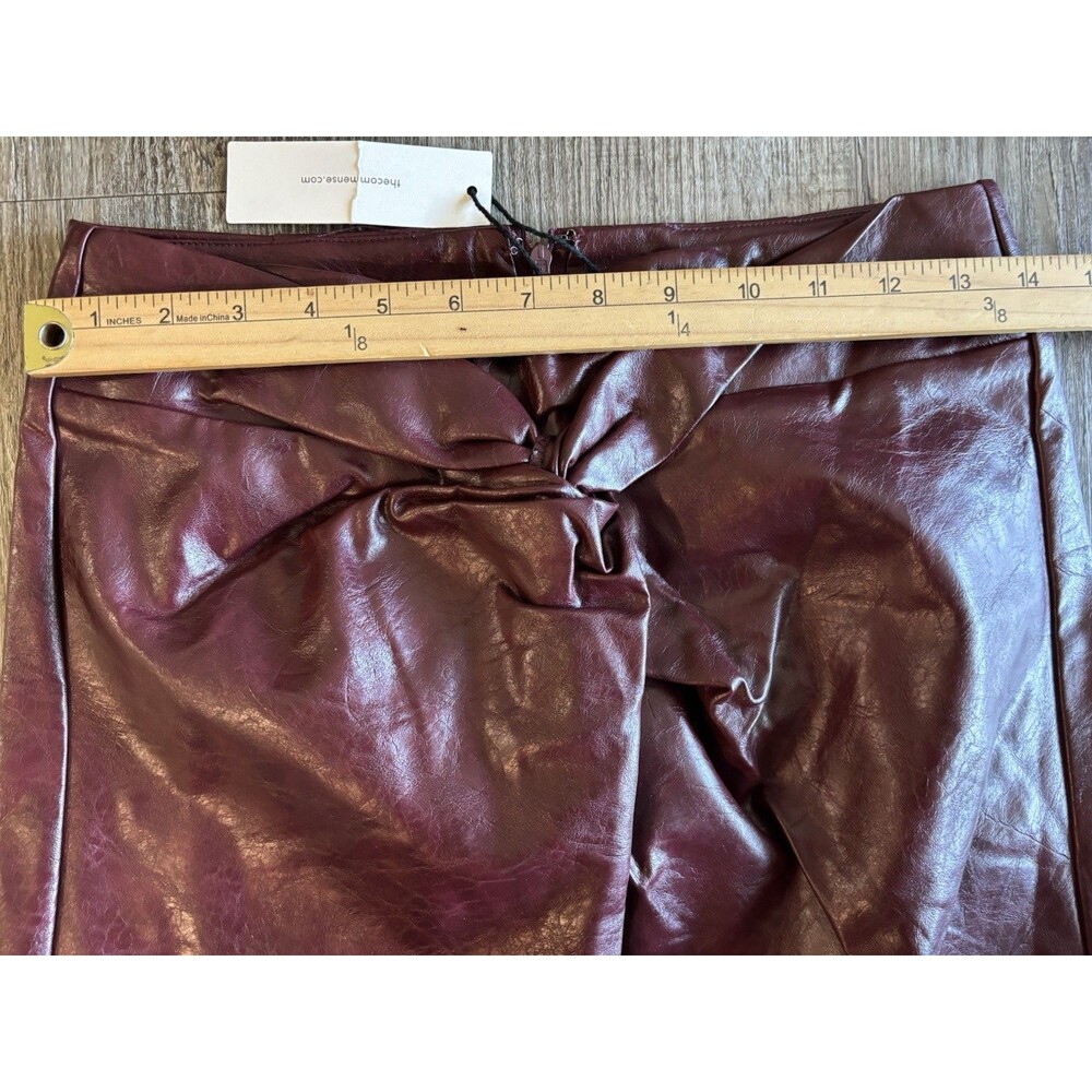 Commense Dark Brown Faux Leather Maxi Skirt with Front Knot - Picture 5 of 8
